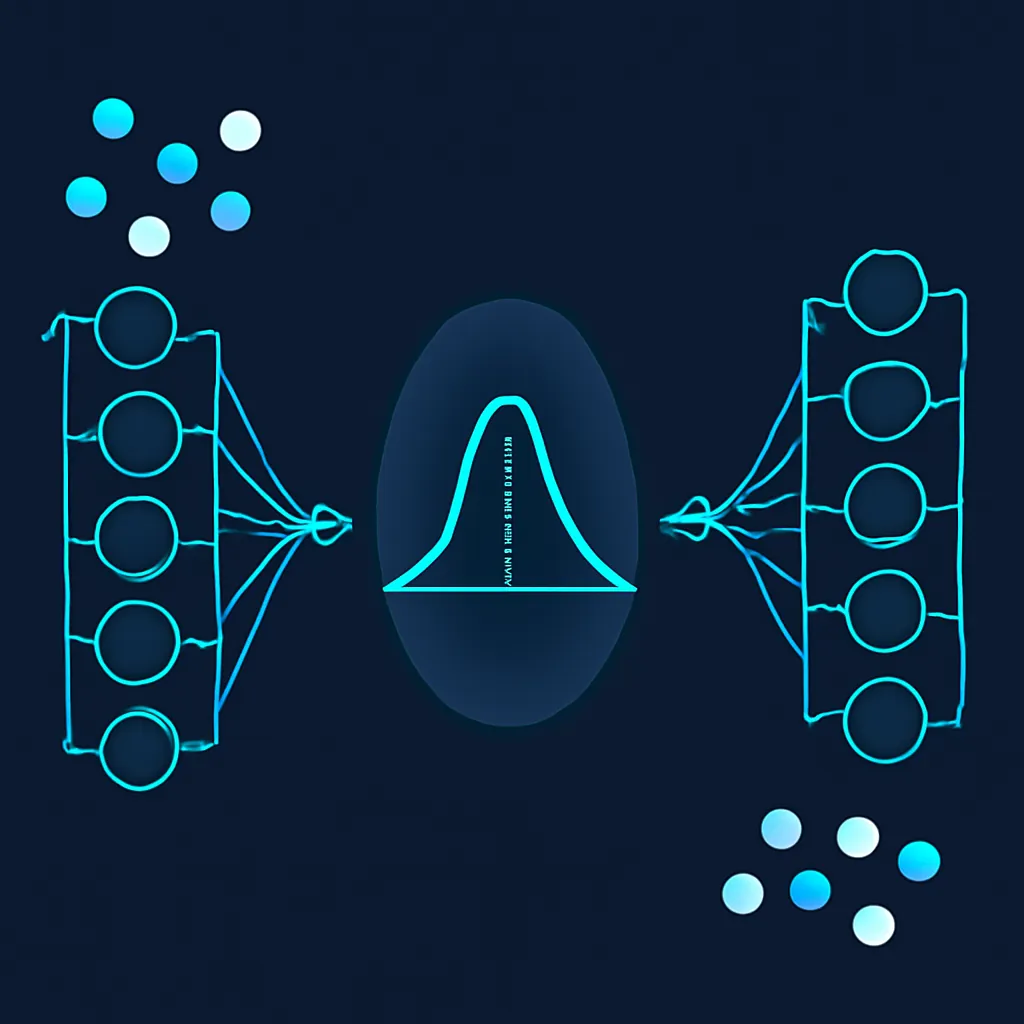Ilustración técnica para: Autoencoders Variacionales (VAEs): Desentrañando la Generación de Datos con Modelos Probabilísticos