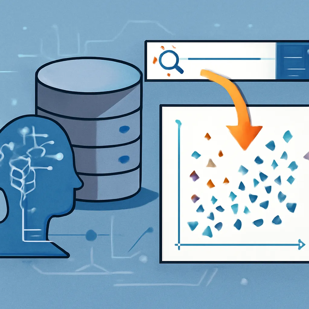 Ilustración técnica para: Bases de Datos Vectoriales en IA: Fundamentos y Aplicación Práctica con FAISS para Nivel Intermedio