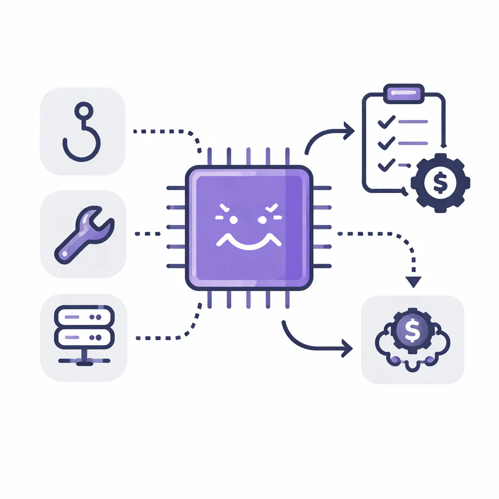 Ilustración técnica para: Claude Code: Hooks, Skills y MCPs para Entornos Reales