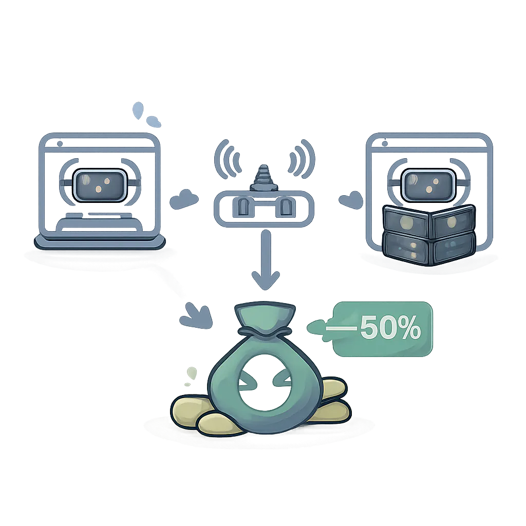Ilustración técnica para: Claude Code con Modelos Locales: Reduce el Coste de API