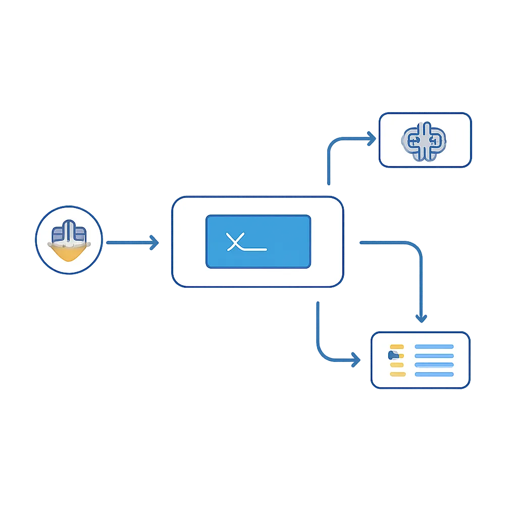 Ilustración técnica para: Construyendo Interfaces de Línea de Comandos (CLIs) Modernas con Python, Typer y Rich