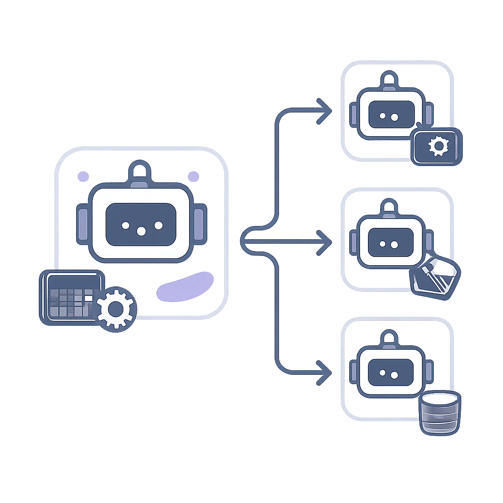 Ilustración técnica para: Subagentes en Cursor: De un Agente a un Equipo de IAs