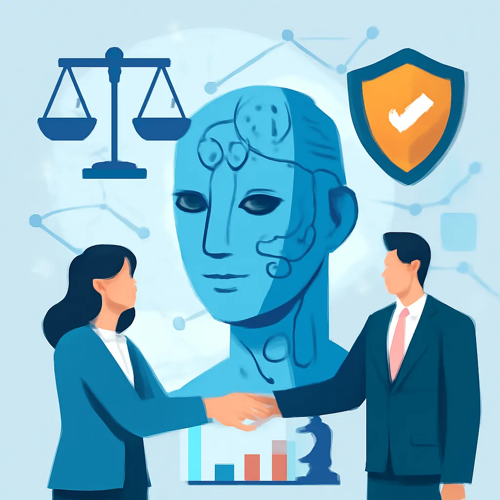 Ilustración técnica para: IA Responsable: Clave Estratégica y Ética para Empresas en la Era Digital