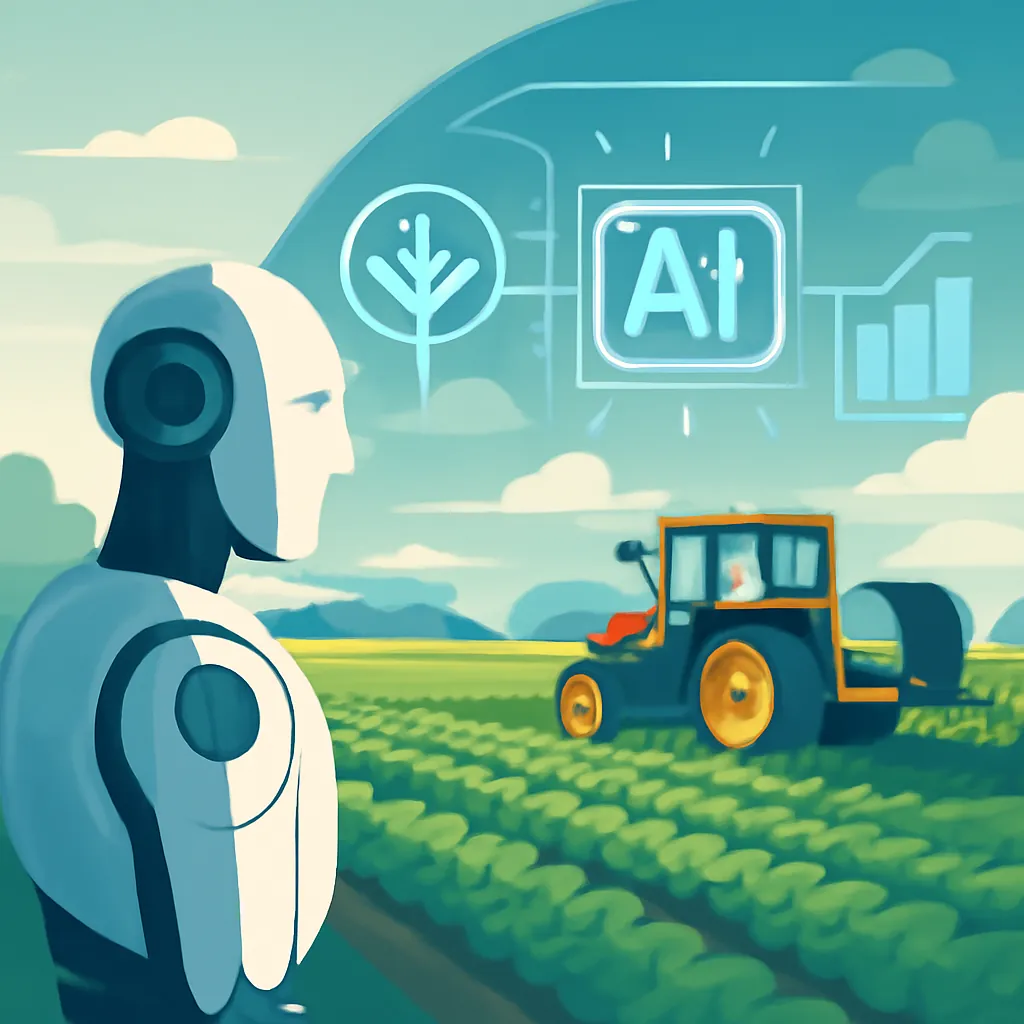 Ilustración técnica para: Inteligencia Artificial en la Agricultura de Precisión: Maximizando la Cosecha y Minimizando el Impacto Ambiental