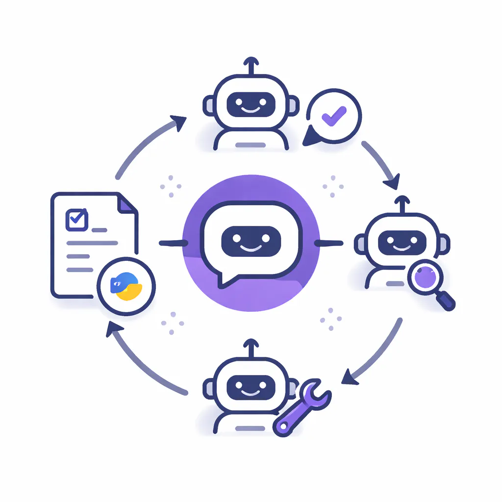 Ilustración técnica para: Multi-Agente con Claude: Revisión Cruzada en Producción