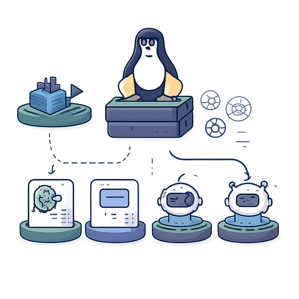 Ilustración técnica para: Multi-Agente Local con vLLM y Claude Code en Linux