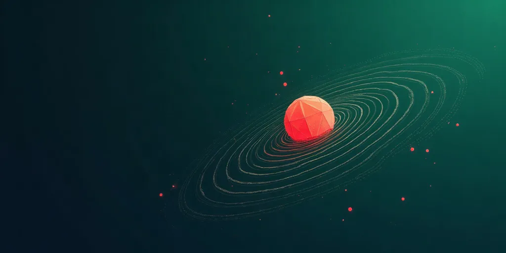 Ilustración abstracta de bloques geométricos verdes con varias piezas alteradas en rojo que atraviesan una malla de comprobación, sobre fondo oscuro
