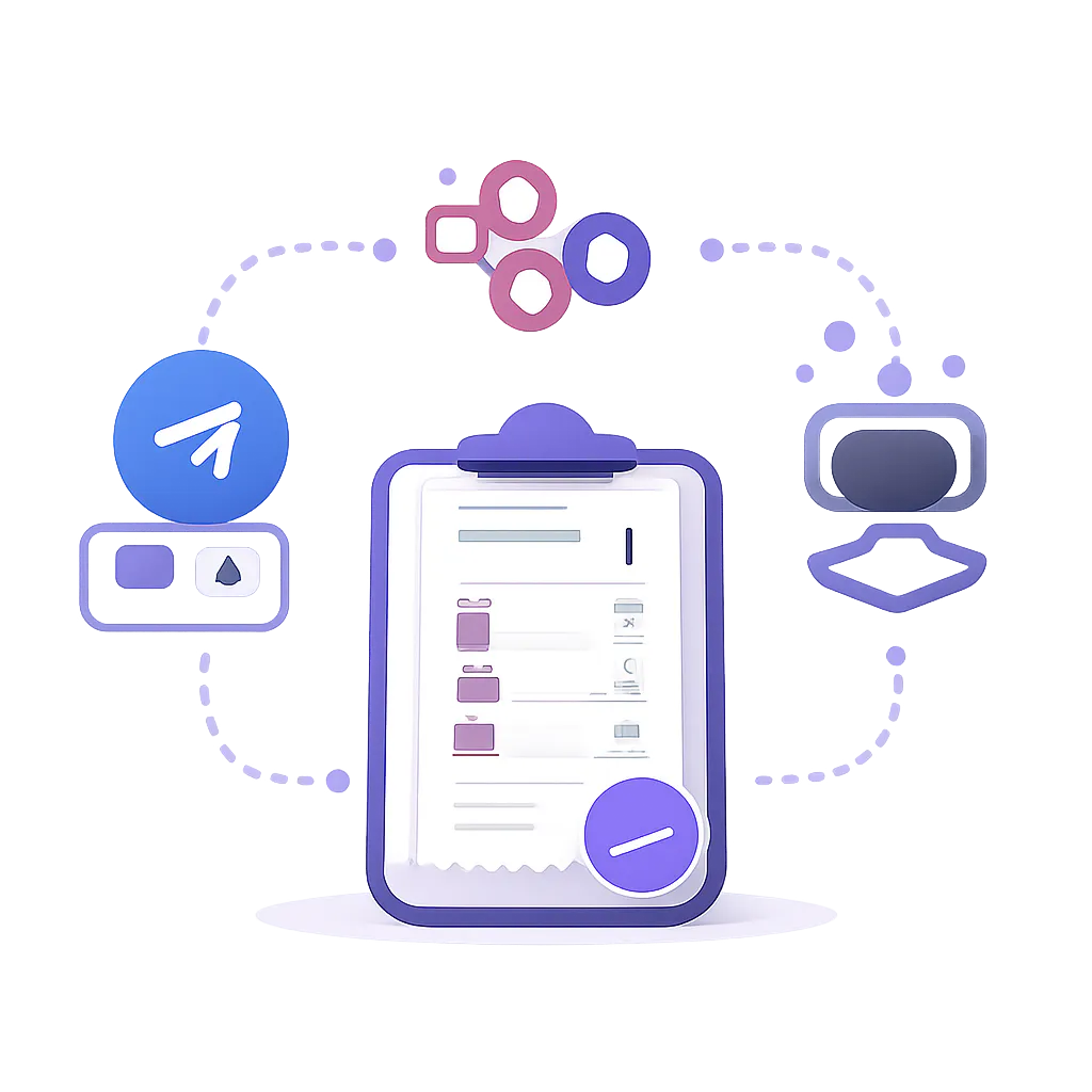 Ilustración técnica para: Tracker de Gastos con IA: Telegram + n8n + LLM