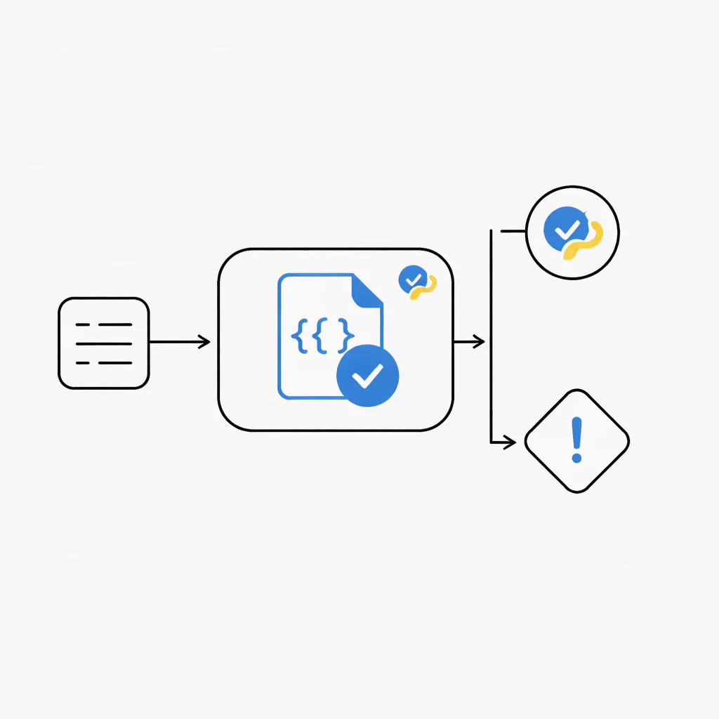 Ilustración técnica para: Validación de Datos Robusta en Python con Pydantic: Más Allá de los Diccionarios