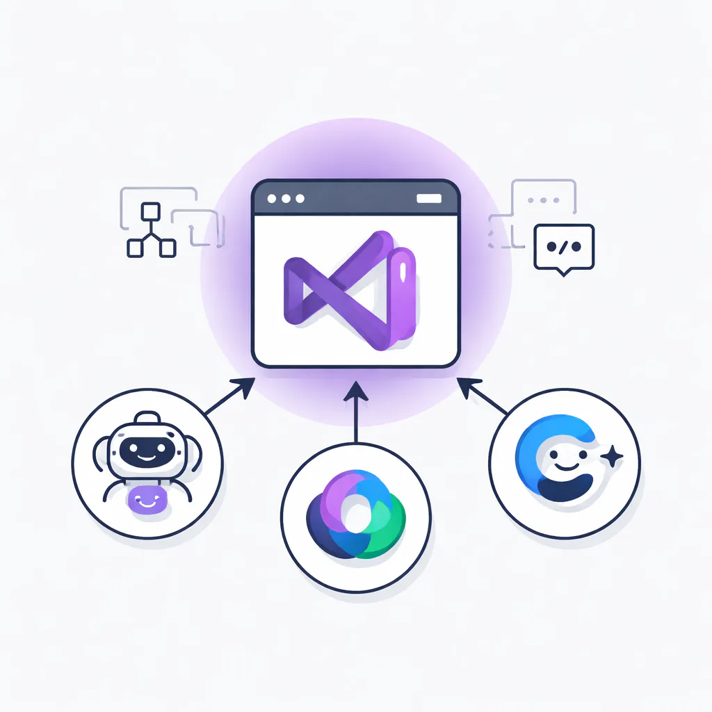 Ilustración técnica para: VS Code 1.109: Agent Skills GA, MCP Apps y Multi-Agente